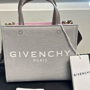 Mini Givenchy Logo Tote Gray and Pink Women's Bag